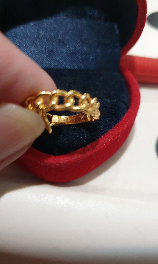 916 gold chain charm design Ring sz9 3.91g Women s Fashion