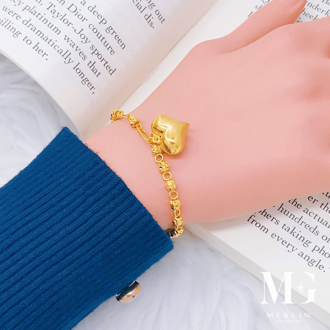 Gold diamond cut discount bracelet