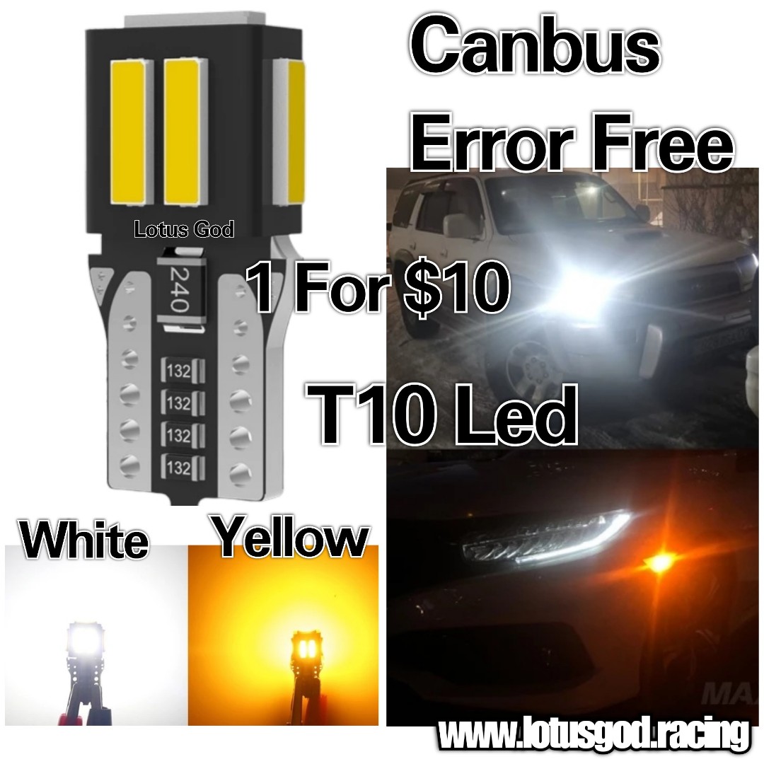 🤩 ! T10 Seoul Canbus Error Free White  Yellow LED Bulb DRL Pole Reverse Parking  Reading Licence Plate Light Interior Reading Lamp Headlight 12V S288-10  #Lotusgod Lotus God 🌟 Box165-inside Plastic