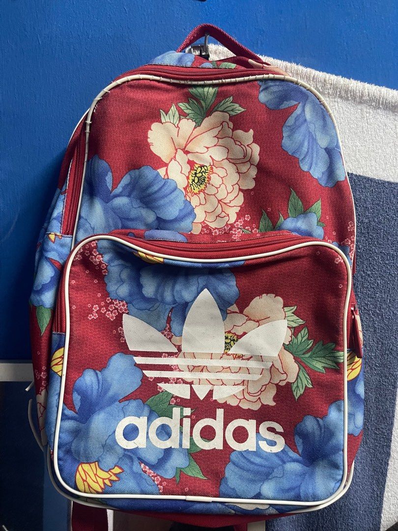 Adidas red shop flower backpack