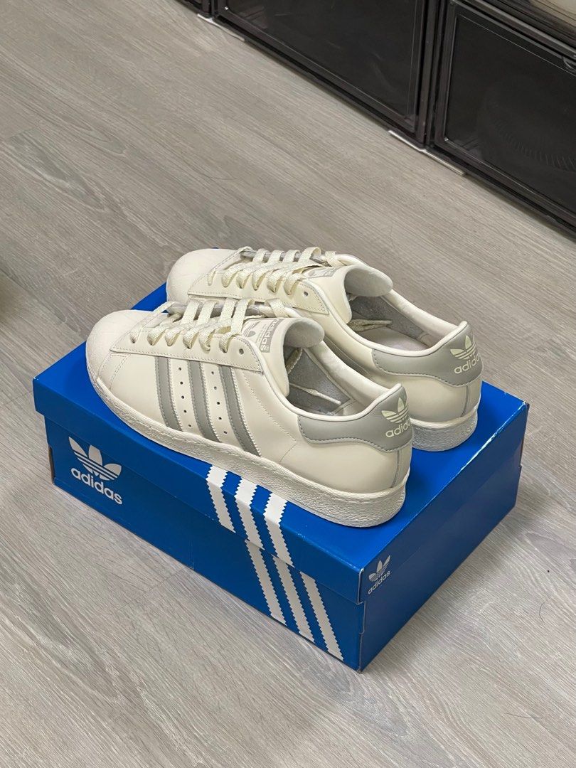 Adidas Superstar 82 Cloud White 貝殼鞋 復古休閒鞋 米白小白鞋 三葉草 奶油白灰配色 SAMBA可參考 GZ4837  US10.5 28.5cm / US11 29cm 可穿