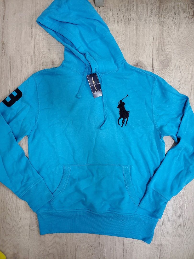authentic brand new Ralph Lauren Polo tee hoodie big pony blue