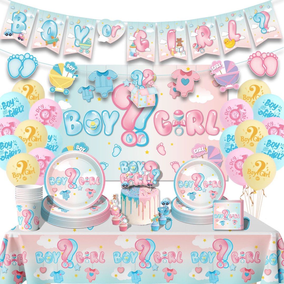 Gender Reveal Party Decoration Set Baby Shower Girl or Boy Balloon Birthday  Party Girl Shower Decor Set