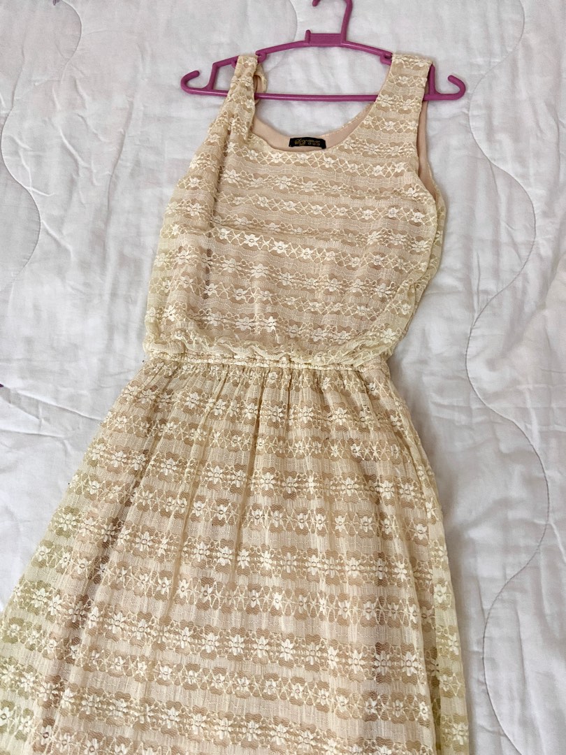 Lace Maxi Dress - Beige