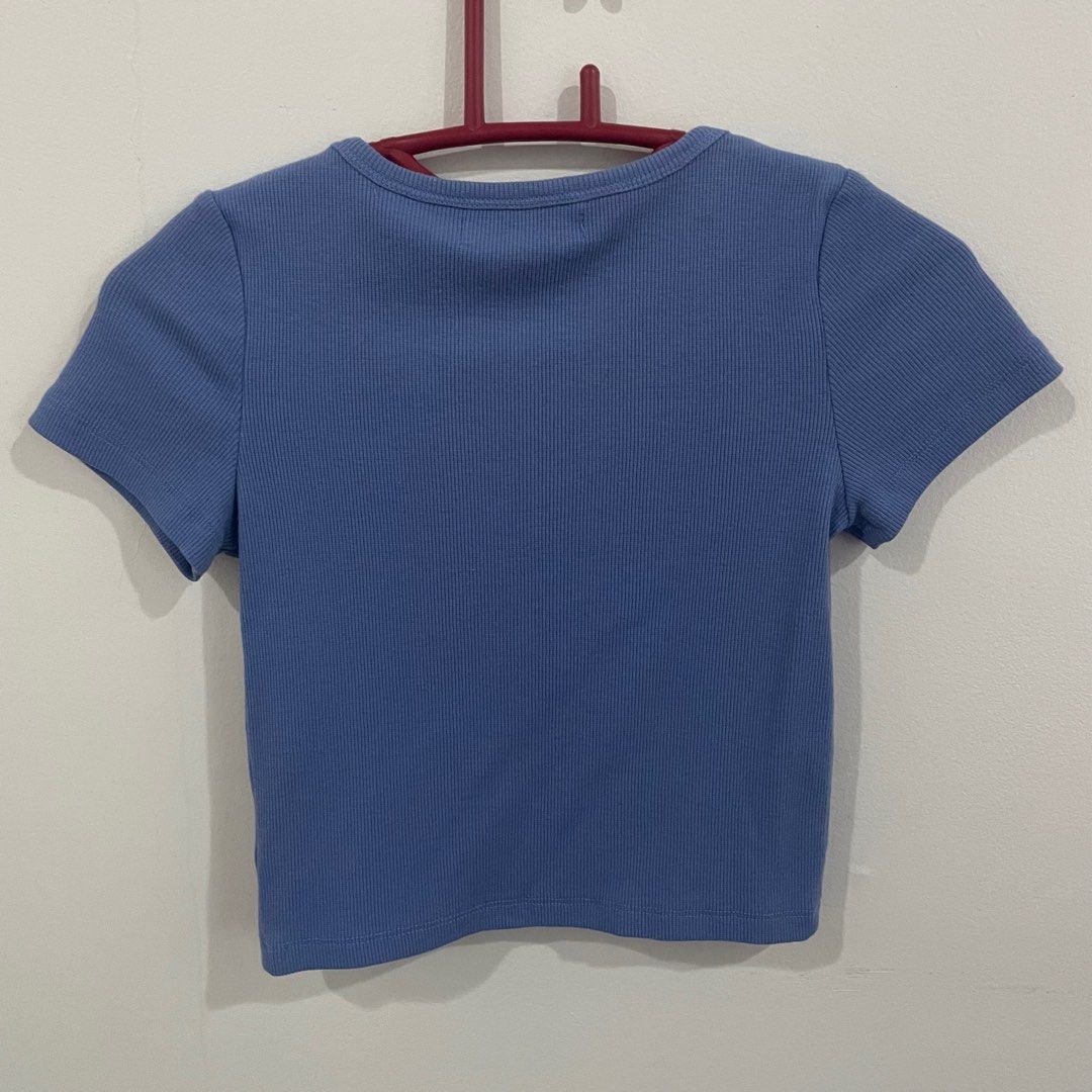 Brandy Melville Navy Blue Off Shoulder Top, Women's Fashion, Tops, Shirts  on Carousell