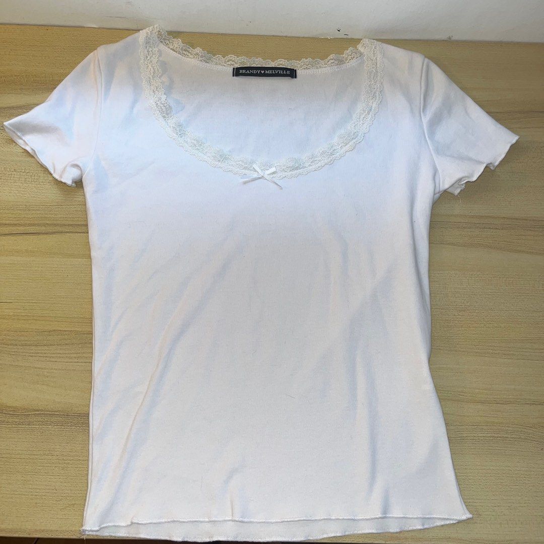 brandy melville white lace top, Women's Fashion, Tops, Other Tops on  Carousell