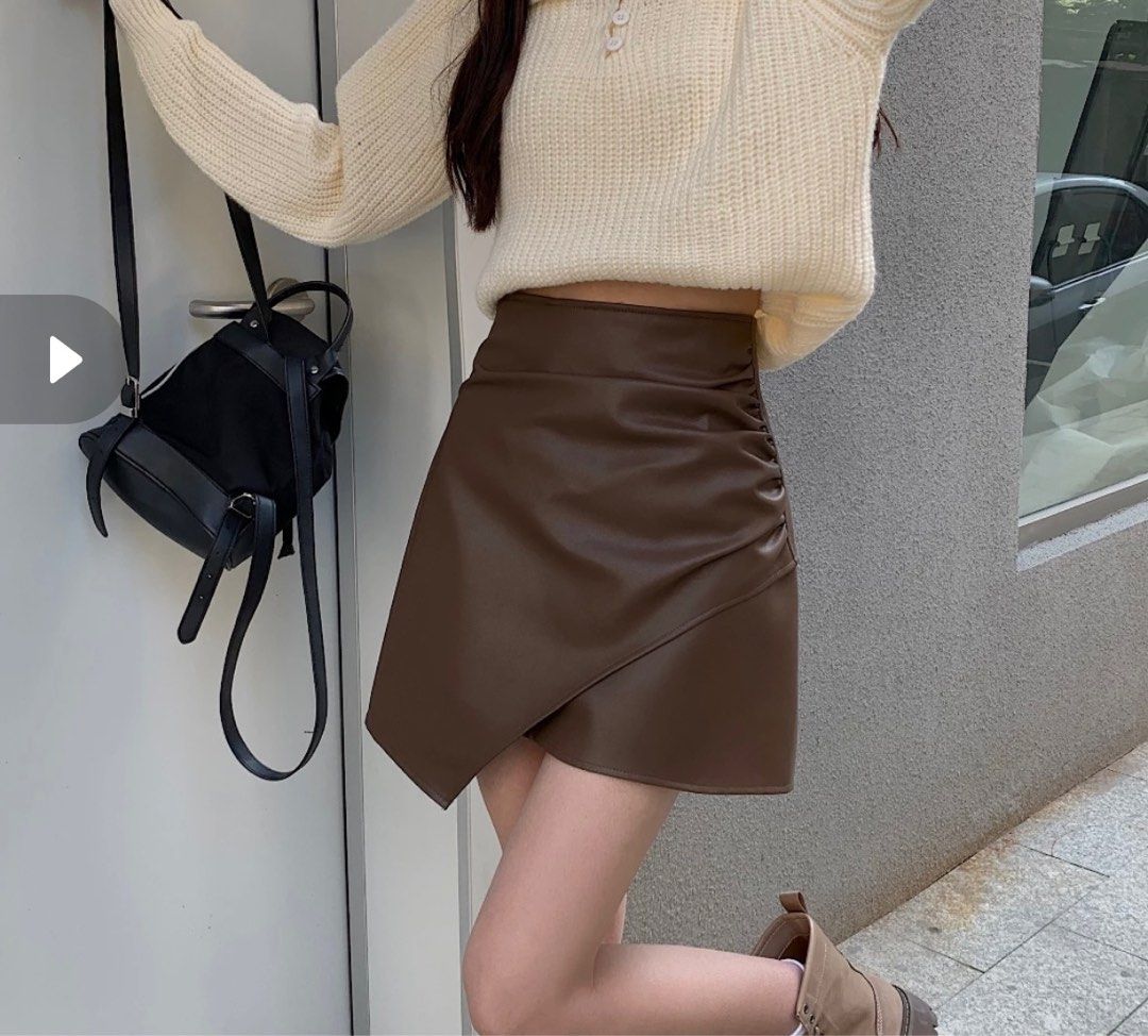 Solid Straight Mini Skorts brown