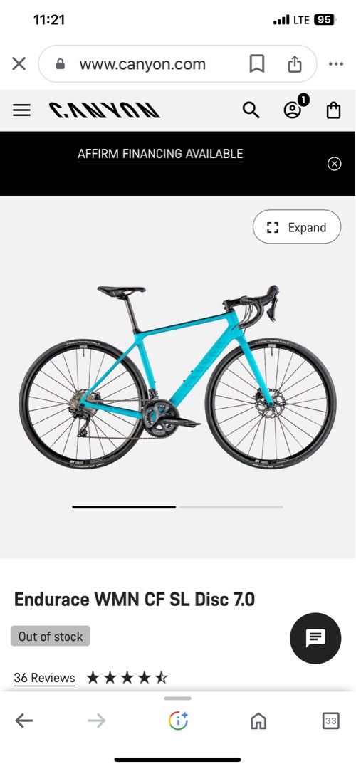 Canyon Woman 2XS Endurance WMN CF SL Disc. 7.0 Sports Equipment Bicycles Parts Bicycles on Carousell