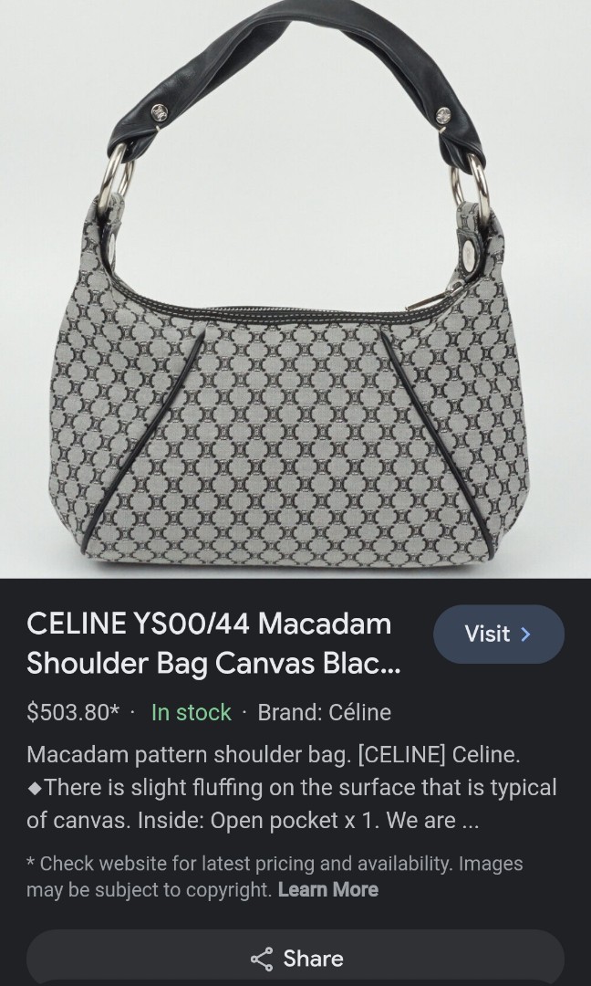 Celine Macadam Shoulder Bag Canvas Black, Luxury, Bags & Wallets on ...