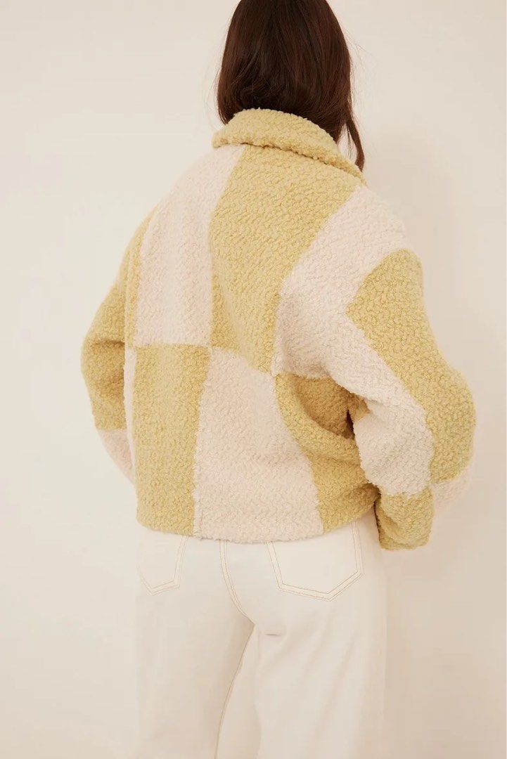 Checked outlet teddy coat