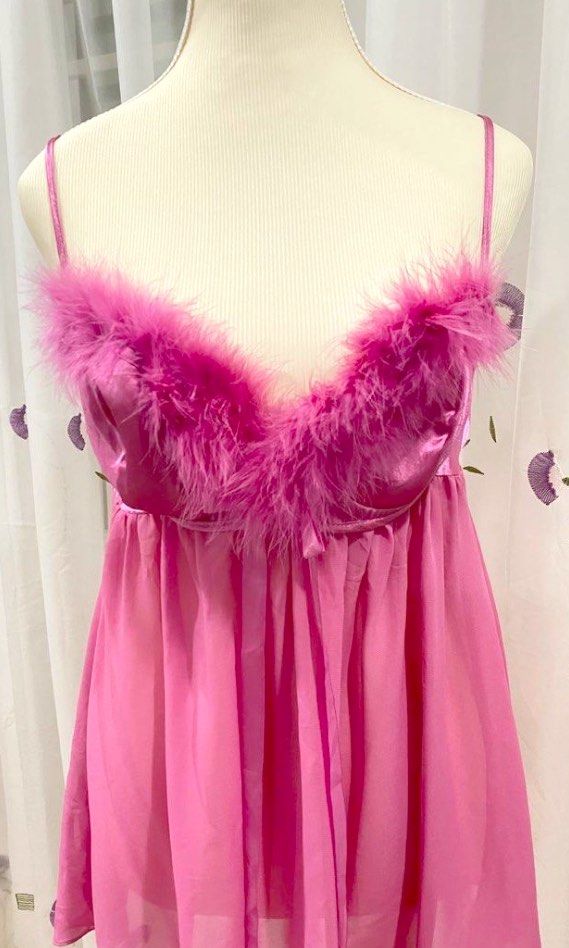 Pink fluffy babydoll top
