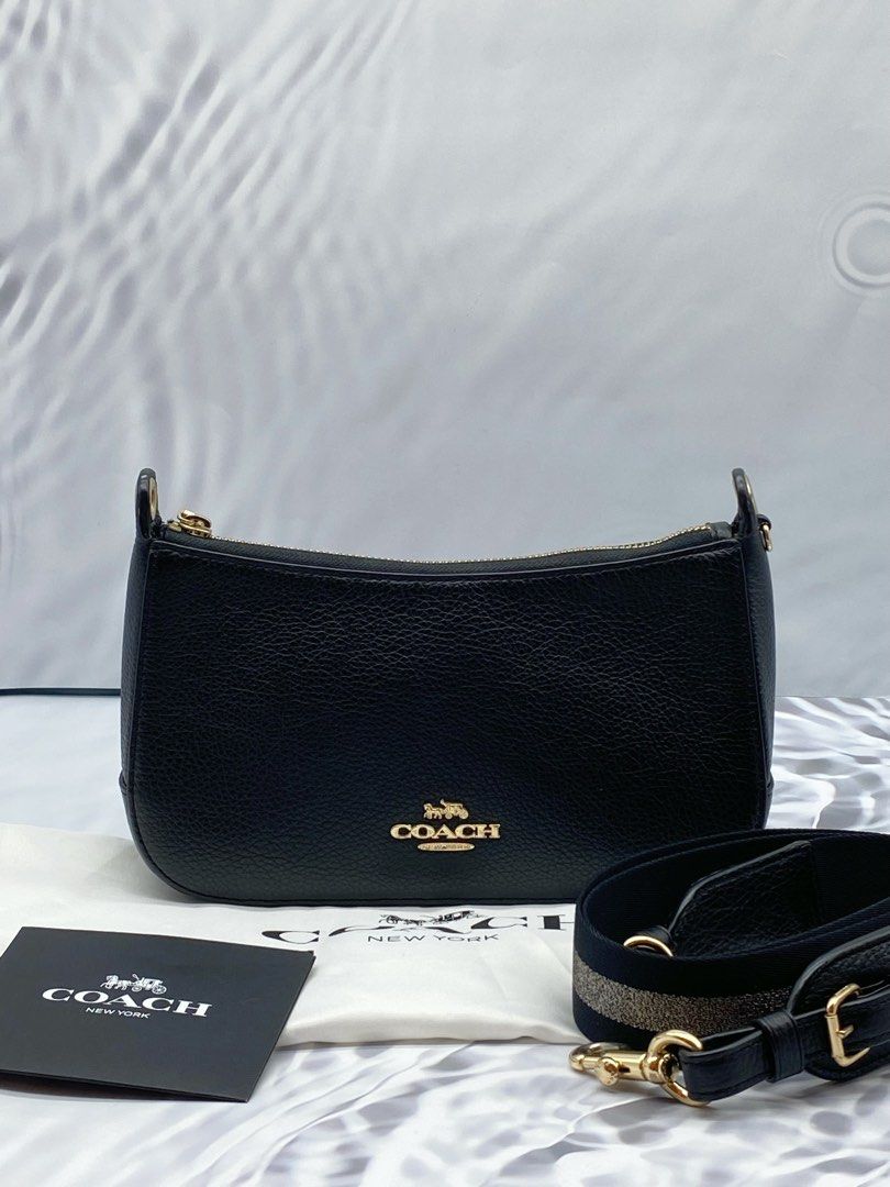 Coach black pebbled leather crossbody 2025 bag