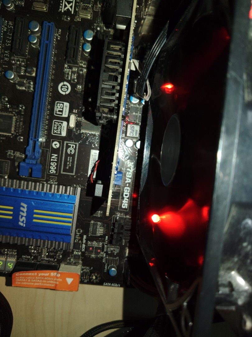 Combo motherboard gpu cpu and cpu cooler computers tech desktops on