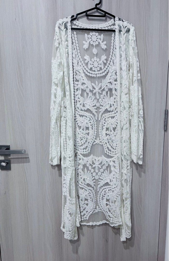 White long hotsell lace cardigan