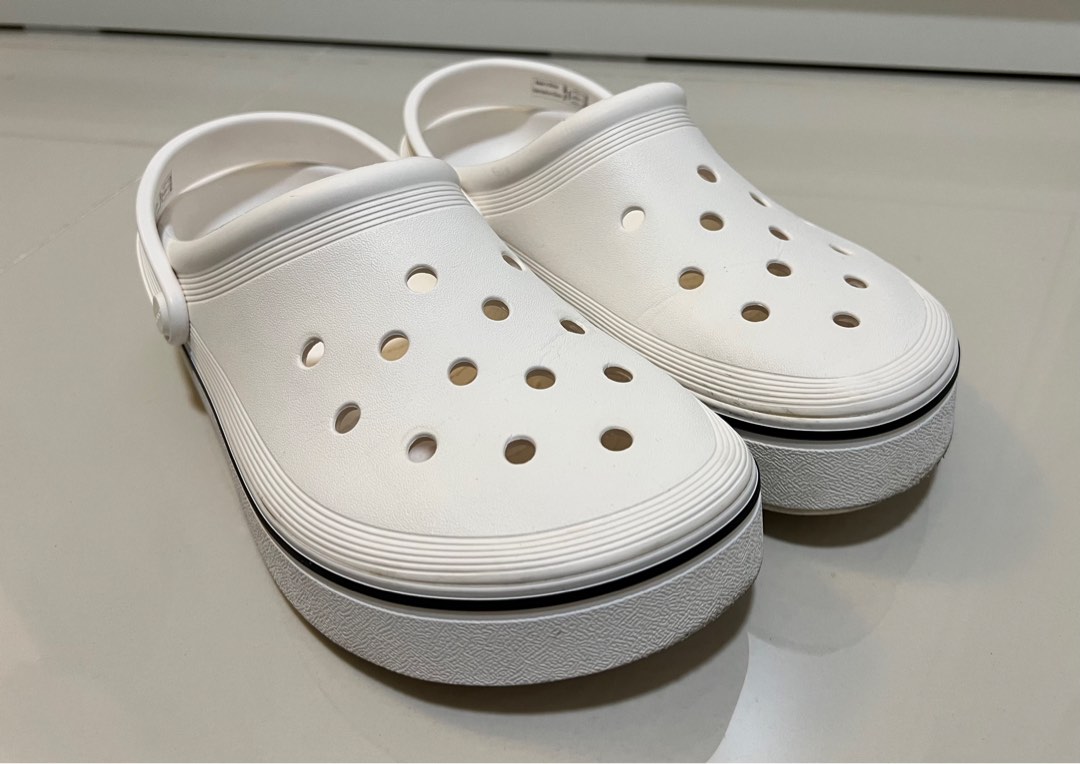 White crocs with black stripe outlet