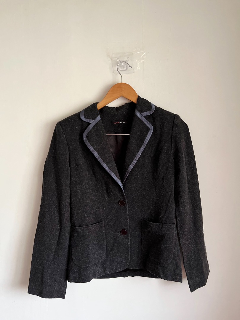 Dark gray blazer jacket Women s Fashion Coats Jackets and