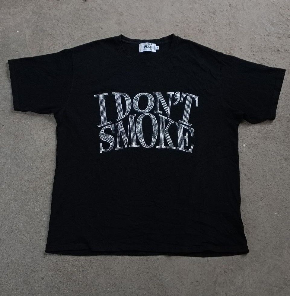 Donsmoke 3D Rhinestone T-shirt I don't smoke, Men's Fashion, Tops