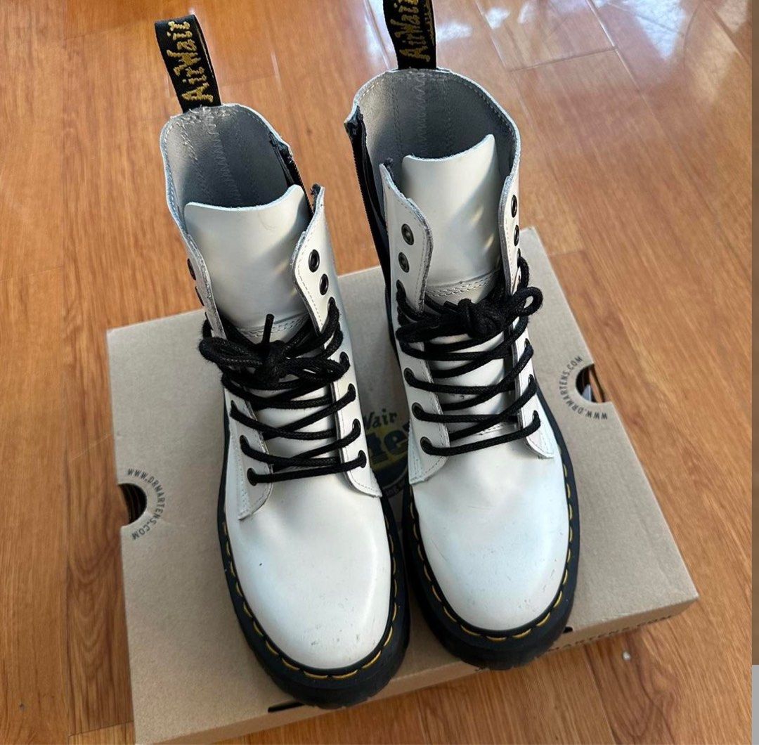 Dr. Martens Jadon Smooth Leather Platform Boots in White Women s