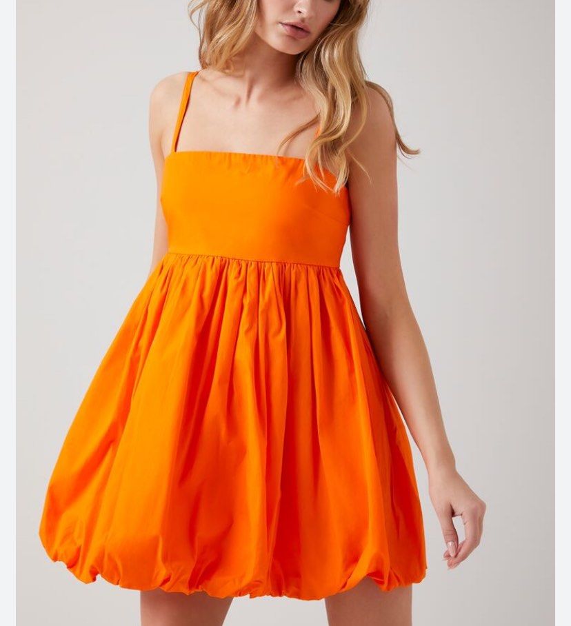 Forever 21 Neon Orange Bubble hem babydoll dress Women s Fashion