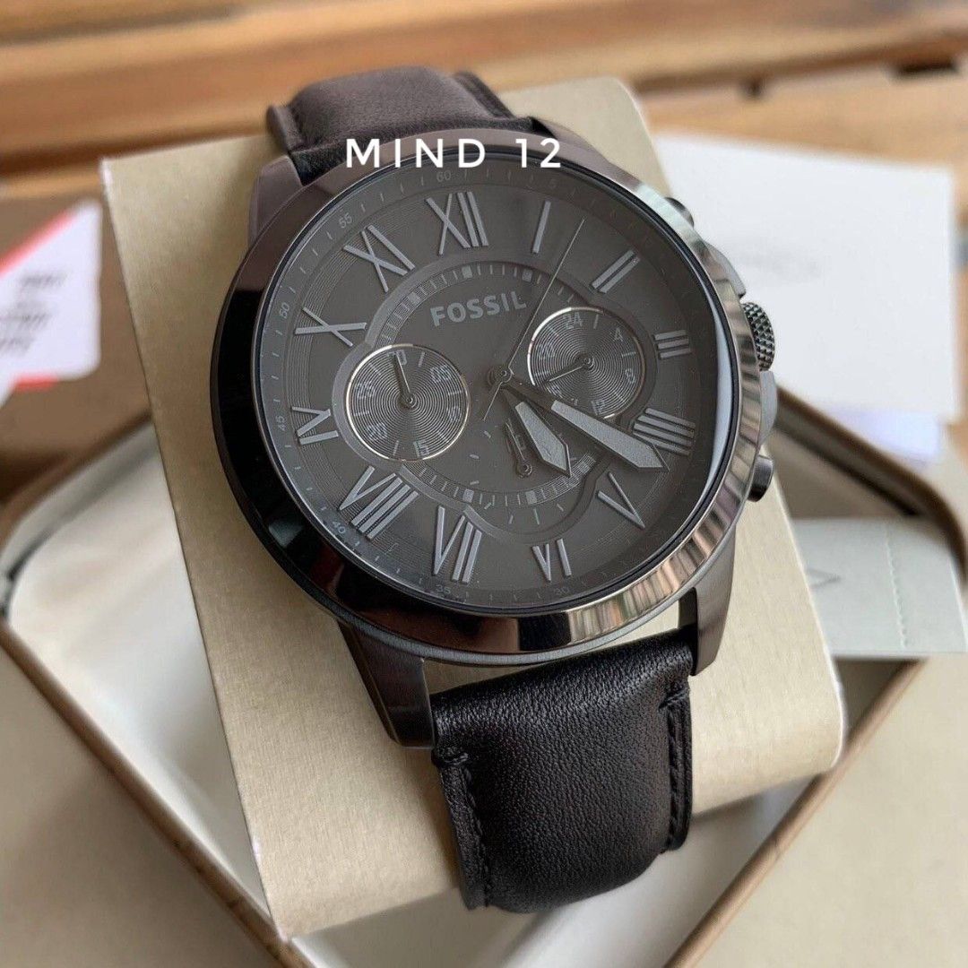 Fossil Original Grant Chronograph Black Leather Watch FS5132