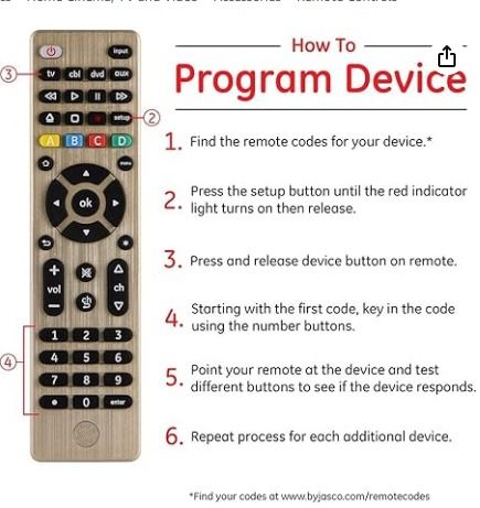 Vizio code for ge universal remote online