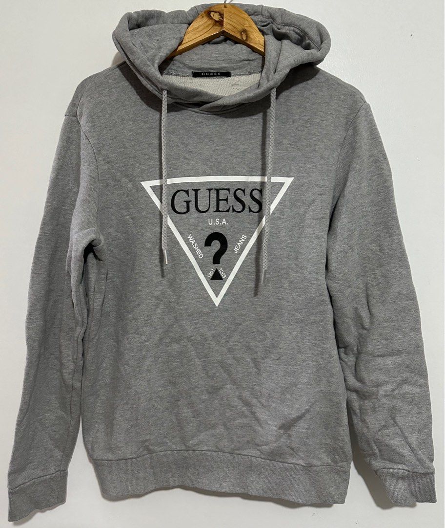 Guess gray classic logo hoodie Men s Fashion Coats Jackets and Outerwear on Carousell