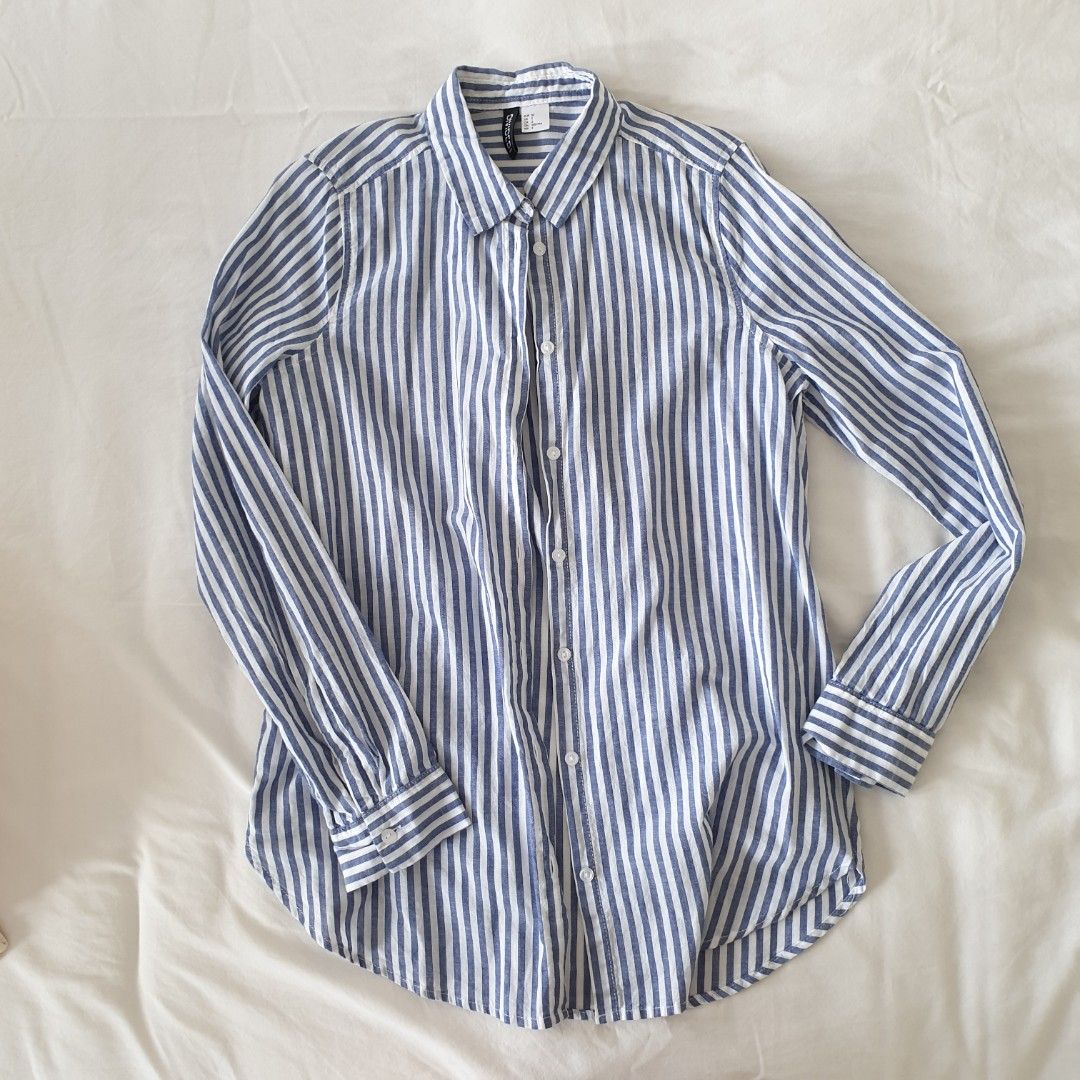 H&m long sleeve striped cotton tee sales