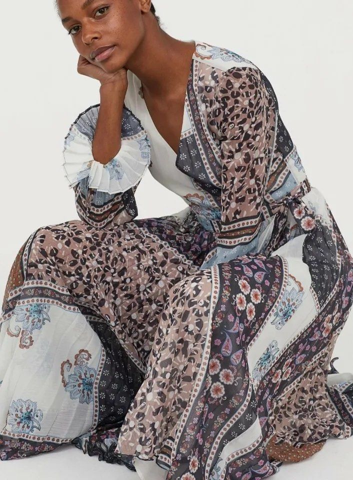H&m blue and white kimono discount