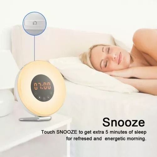 hOmeLabs Sunrise Alarm Clock - Digital LED Clock with 6 Color Switch and FM  Radio for Bedrooms - Multiple Nature Sounds Sunset Simulation & Touch  Control - with Snooze Function for Heavy Sleepers 