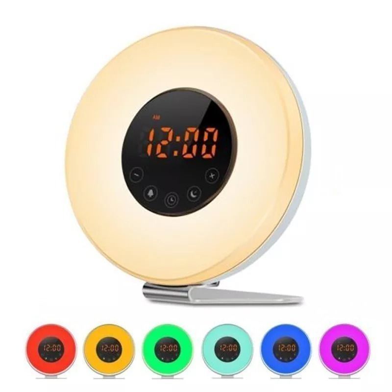 hOmeLabs Sunrise Alarm Clock - Digital LED Clock with 6 Color Switch and FM  Radio for Bedrooms - Multiple Nature Sounds Sunset Simulation & Touch  Control - with Snooze Function for Heavy Sleepers 