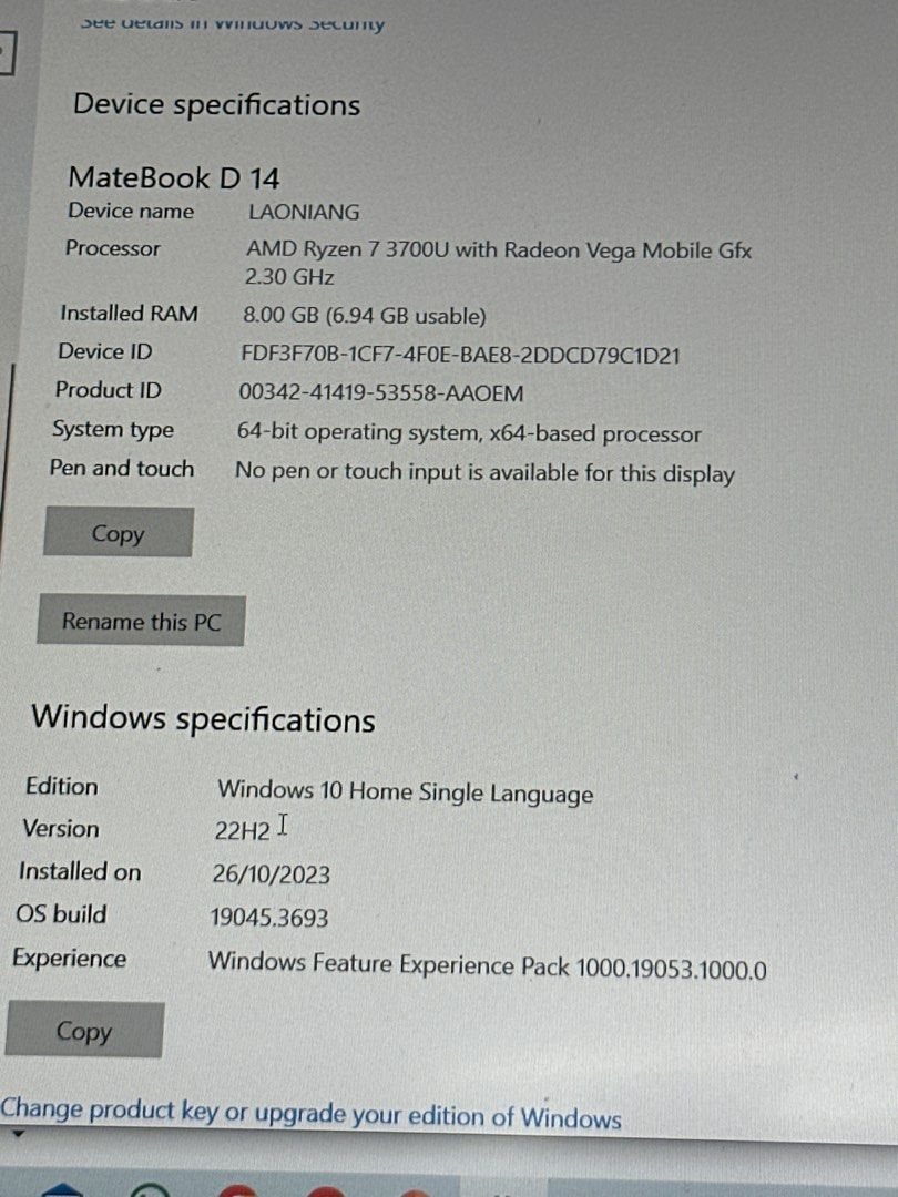Huawei matebook D14 Ryzen 7, Computers & Tech, Laptops & Notebooks on ...
