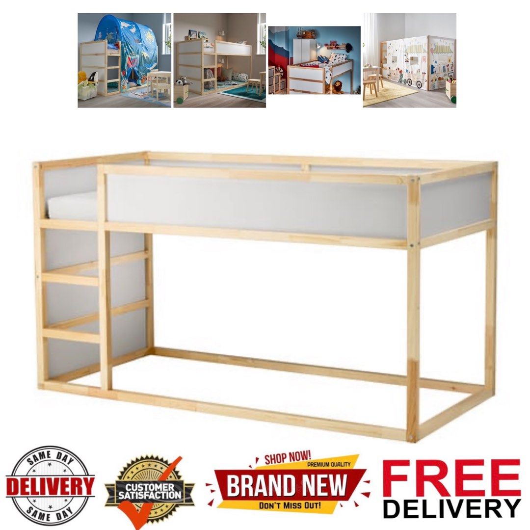 Ikea Kura Bed frame KURA Reversible bed White/pine 90x200 Babies & Kids ...