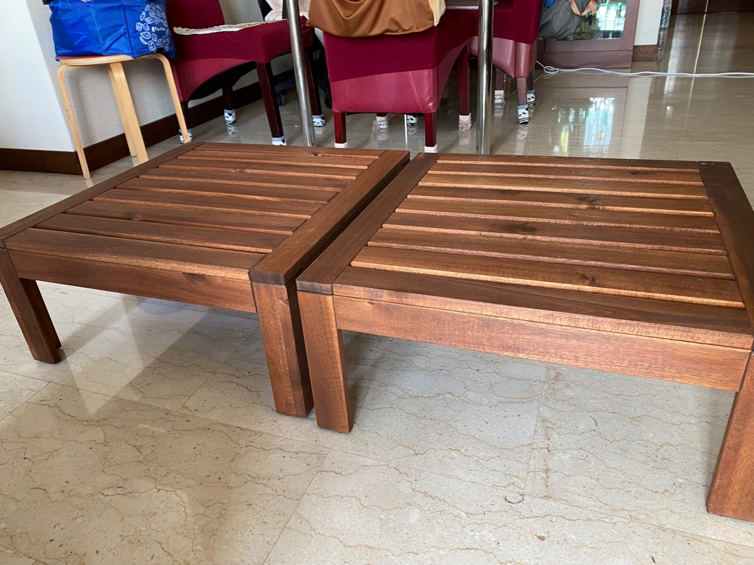 IKEA Solid wood outdoor table/stool, Furniture & Home Living, Outdoor