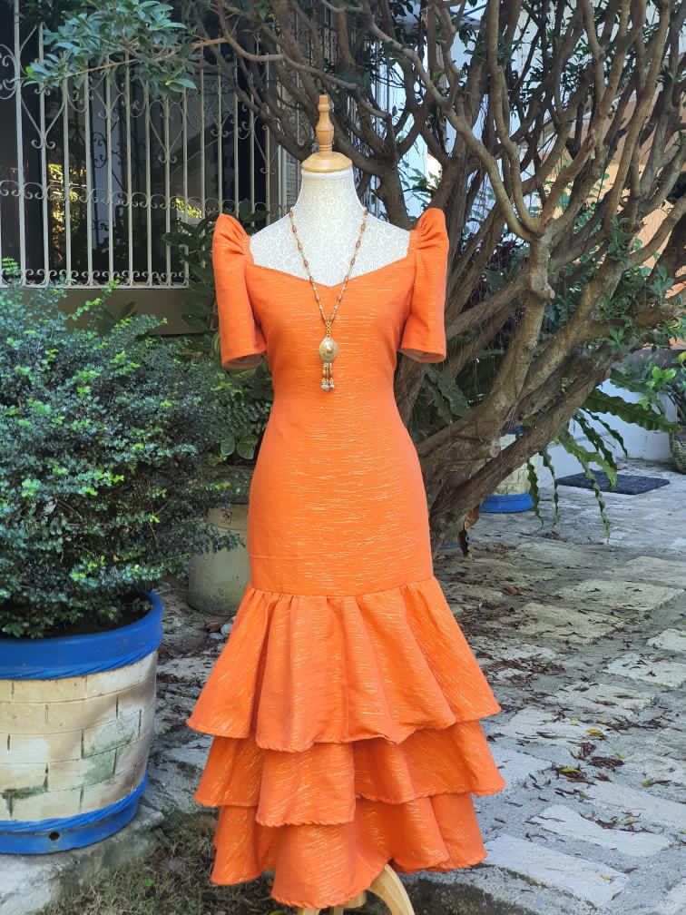 AZARIA HANDWOVEN INABEL FILIPINIANA DRESS - HW010