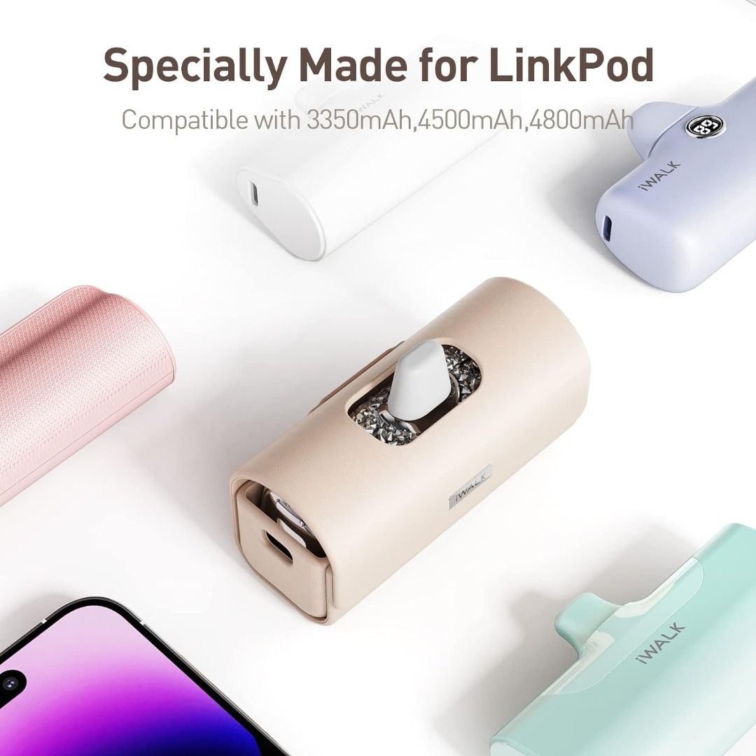 iWALK Portable Charger 4800mAh Power Bank Fast Charging, Compatible with  iphone 14/13/12, Pink 