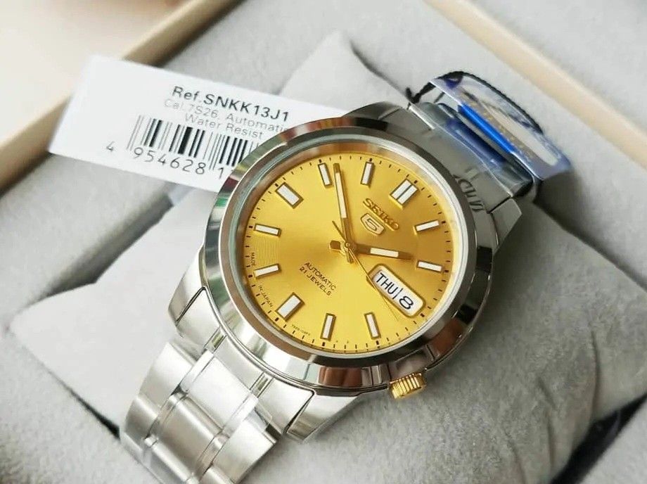 JAPAN MADE Seiko 5 SNKK13 Men s Automatic Gold Tone Dial 21 Jewels