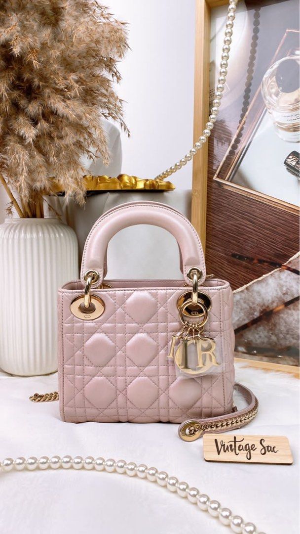 JZC8138 Pearluscent Lotus Pink Mini Lady Dior GHW Luxury Bags