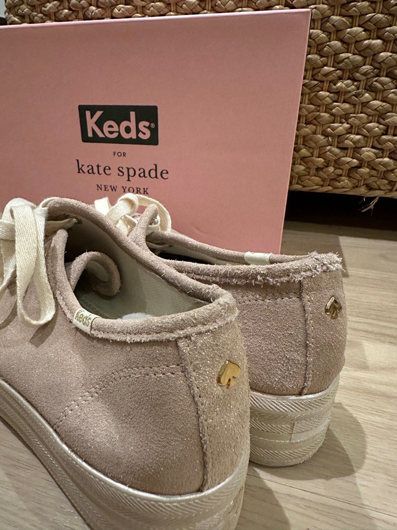Keds Kate Spade Triple Deck glitter suede gold shoe