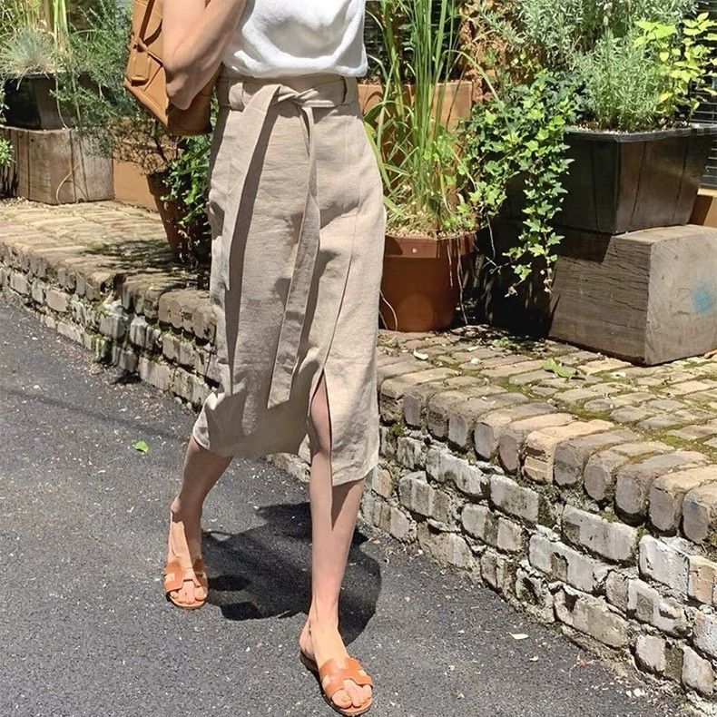 Khaki Midi Skirt