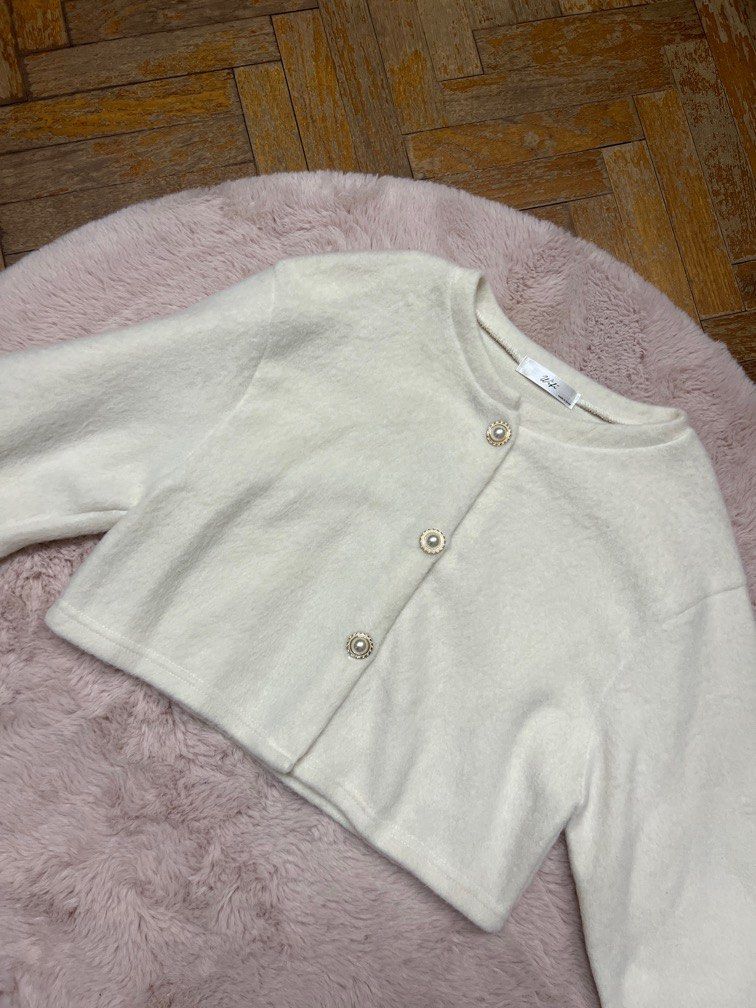 Korean White Furry Cardigan Women s Fashion Coats Jackets and