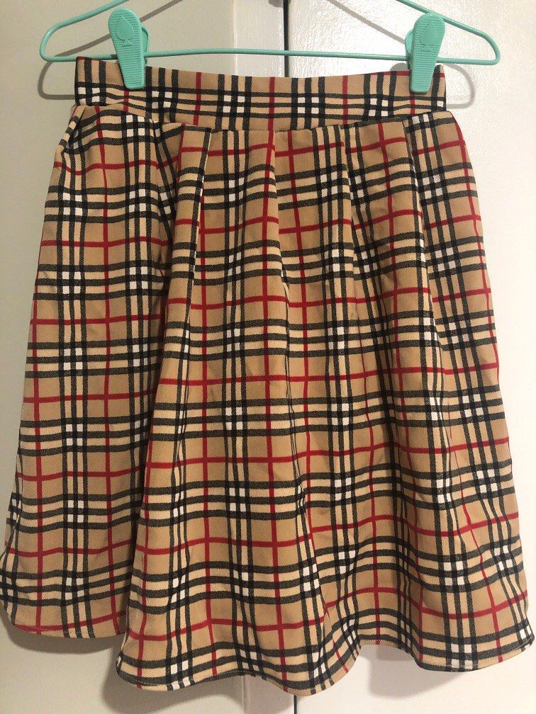 Elastic waist 2025 check skirt