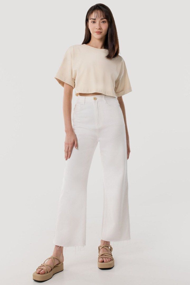 White raw hem jeans outlet