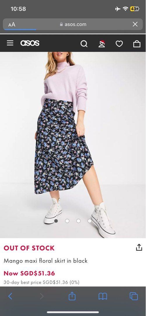 mango midi floral skirt