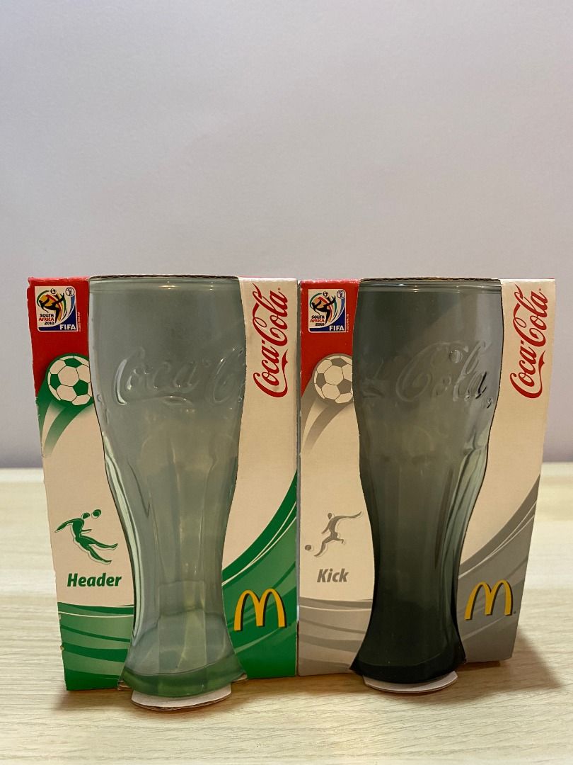 McDonalds Coke Glass FIFA 2010 Green & Charcoal TAKE BOTH