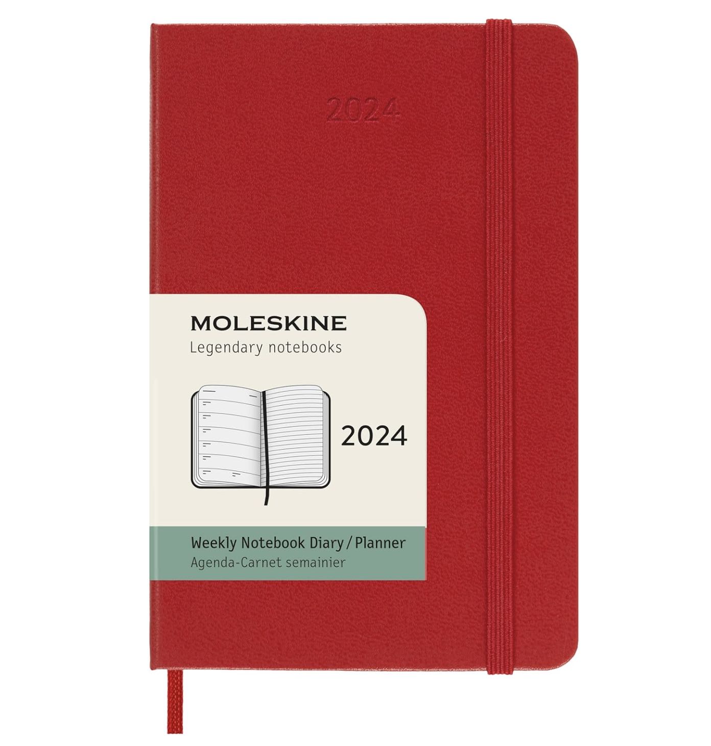 Moleskin 2024 weekly planner pocket size red, 興趣及遊戲, 手作＆自家設計, 文具