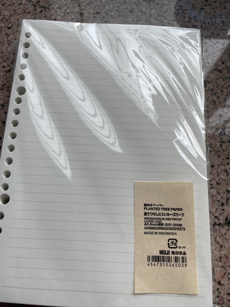 MUJI A5 Loose Leaf Paper Refill (Lined / Grid), Hobbies & Toys