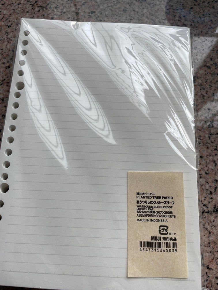 MUJI A5 Loose Leaf Paper Refill (Lined / Grid), Hobbies & Toys