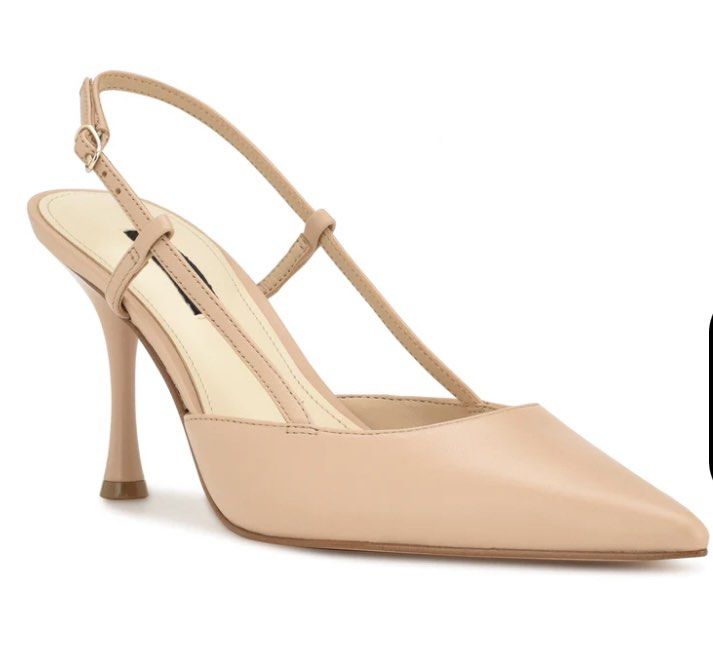NINE WEST Nude Sling Back Pumps Heels size 9 but fits size 8