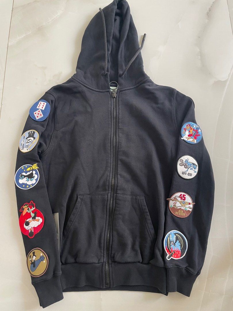 Off white hoodie with patches top