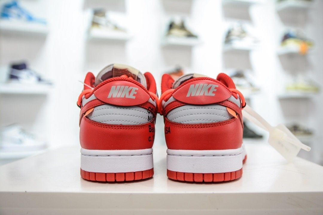 Off white x nike dunk low university red hot sale